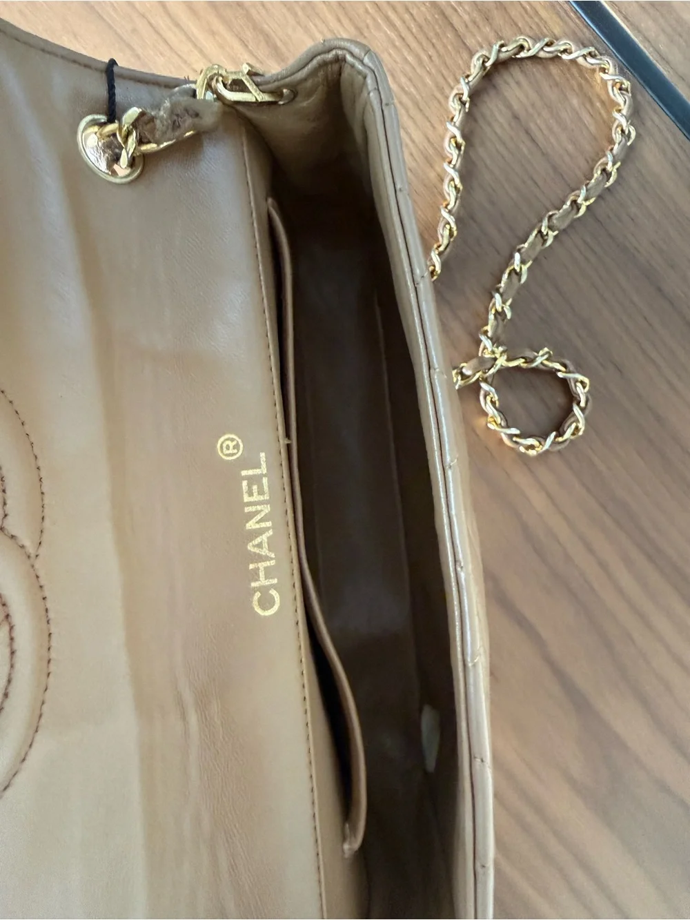 Vintage Chanel Caramel Lambskin Quilted Flap Bag Large CC Gold Hardware